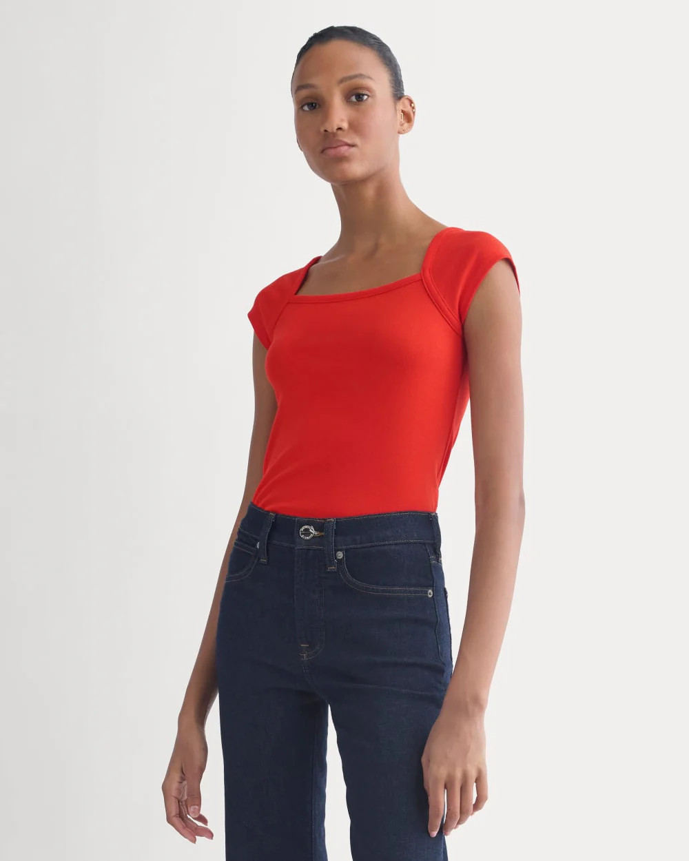 RetroSoft Cotton Square-Neck Tee | Fiery Red | Everlane