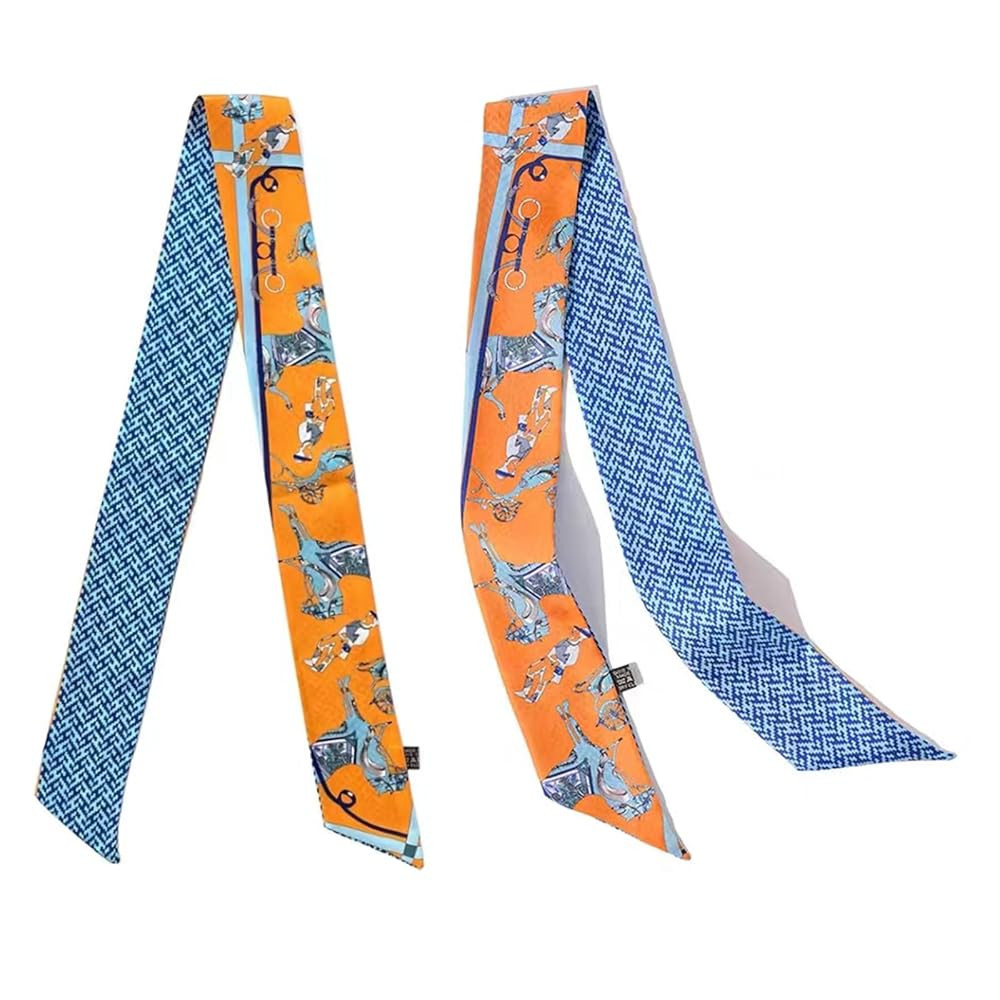 100% Mulberry Silk Scarf for Handbags,Bags, and Purses,2 Pcs 2"x35" Hair Ribbon Skinny Neck Scarv... | Amazon (US)