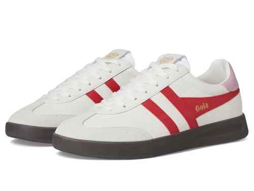 Gola, Women, Cyclone Leather, White/Red/Candy/Dark Gum, 7, Medium | Amazon (US)