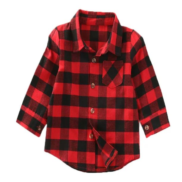 Styles I Love Toddler Kid Boy Buffalo Plaid Long Sleeve Button-down Cotton Shirt Holiday Christma... | Walmart (US)