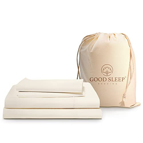 Good Sleep Bedding 100% Egyptian Cotton Sheets Full Size Bed - 4Pc, Bed Sheets Full Size, 1000 TC, Full Size Sheets, Cooling Sheets Full Size, Soft, Full Sheets Deep Pocket Fits Upto 16" - Ivory | Amazon (US)
