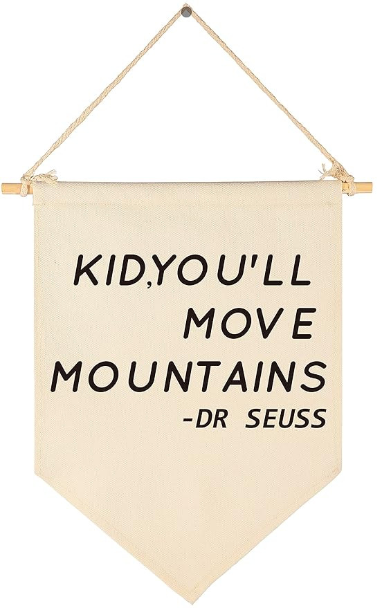 Kid, You'll Move Mountains-Nursery Wall Art Décor-Canvas Hanging Pennant Flag Banner Wall Sign D... | Amazon (US)