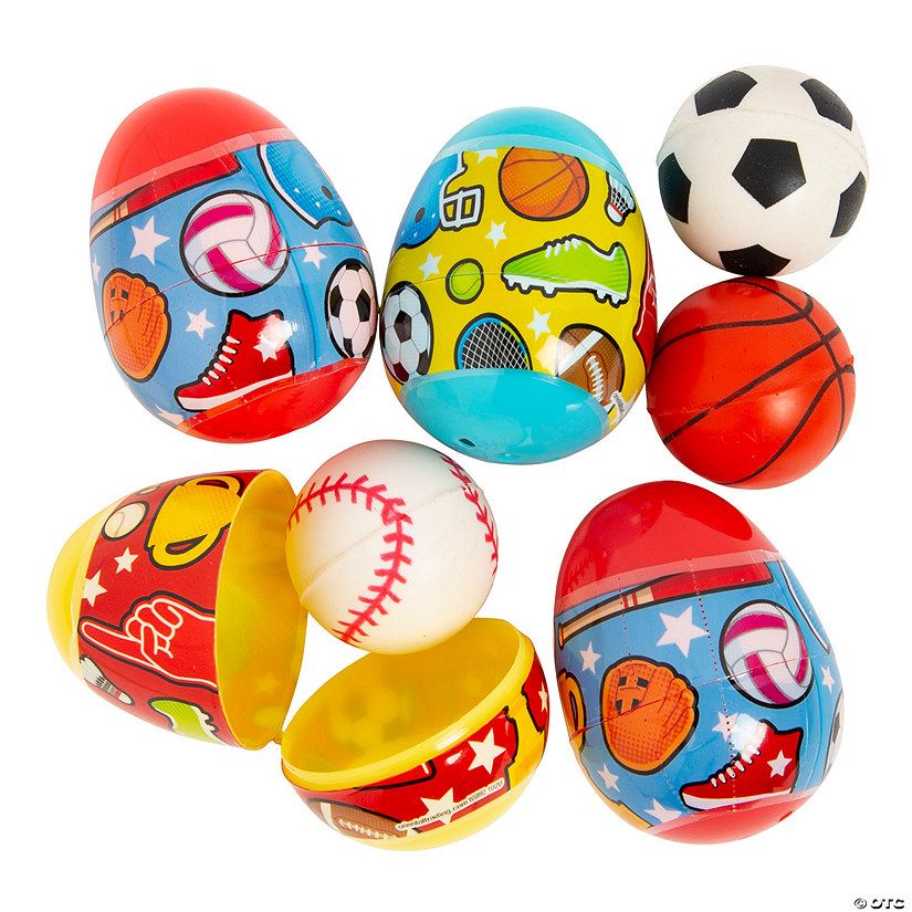 2 1/2" Sports Ball Toy-Filled Plastic Easter Eggs - 12 Pc. | Oriental Trading Company