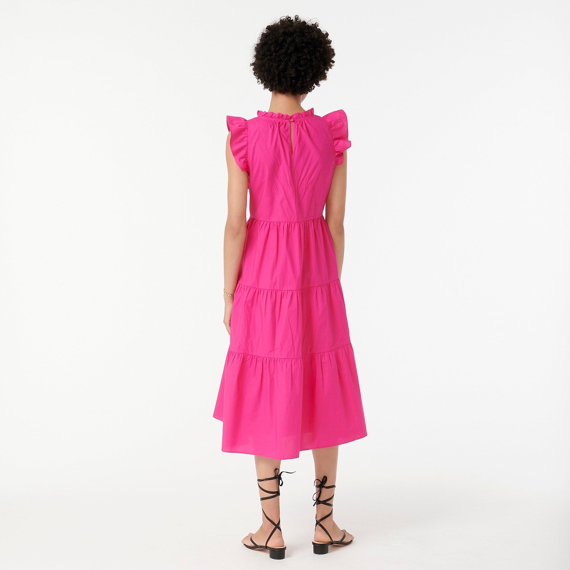 Tiered ruffle-sleeve cotton poplin dress | J.Crew US