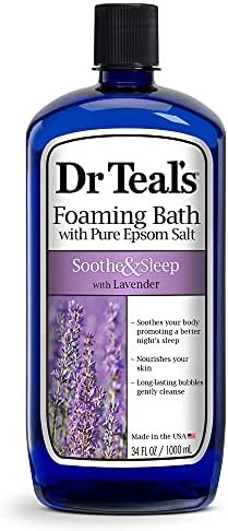 Dr Teal’s Foaming Bath with Pure Epsom Salt, Soothe & Sleep with Lavender, 34 fl oz, Purple | Amazon (US)