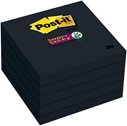 Amazon.com : Post-it Super Sticky Notes, 3 in x 3 in, 5 Pads, 2x the Sticking Power, Black, Recyc... | Amazon (US)