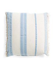 22x22 Yarn Dye Striped Fringe Pillow | TJ Maxx