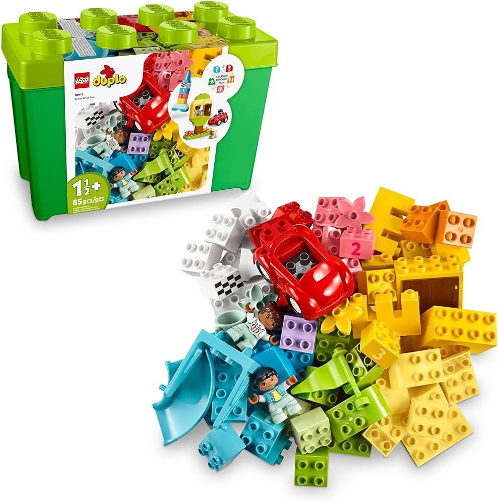 LEGO DUPLO Classic Deluxe Brick Box 10914 Starter Set - Features Storage Box, Bricks, Duplo Figur... | Amazon (US)