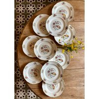 Set Of 10 Vintage Semi-Deep Porcelain Plates - Bird Decorations | Etsy (US)