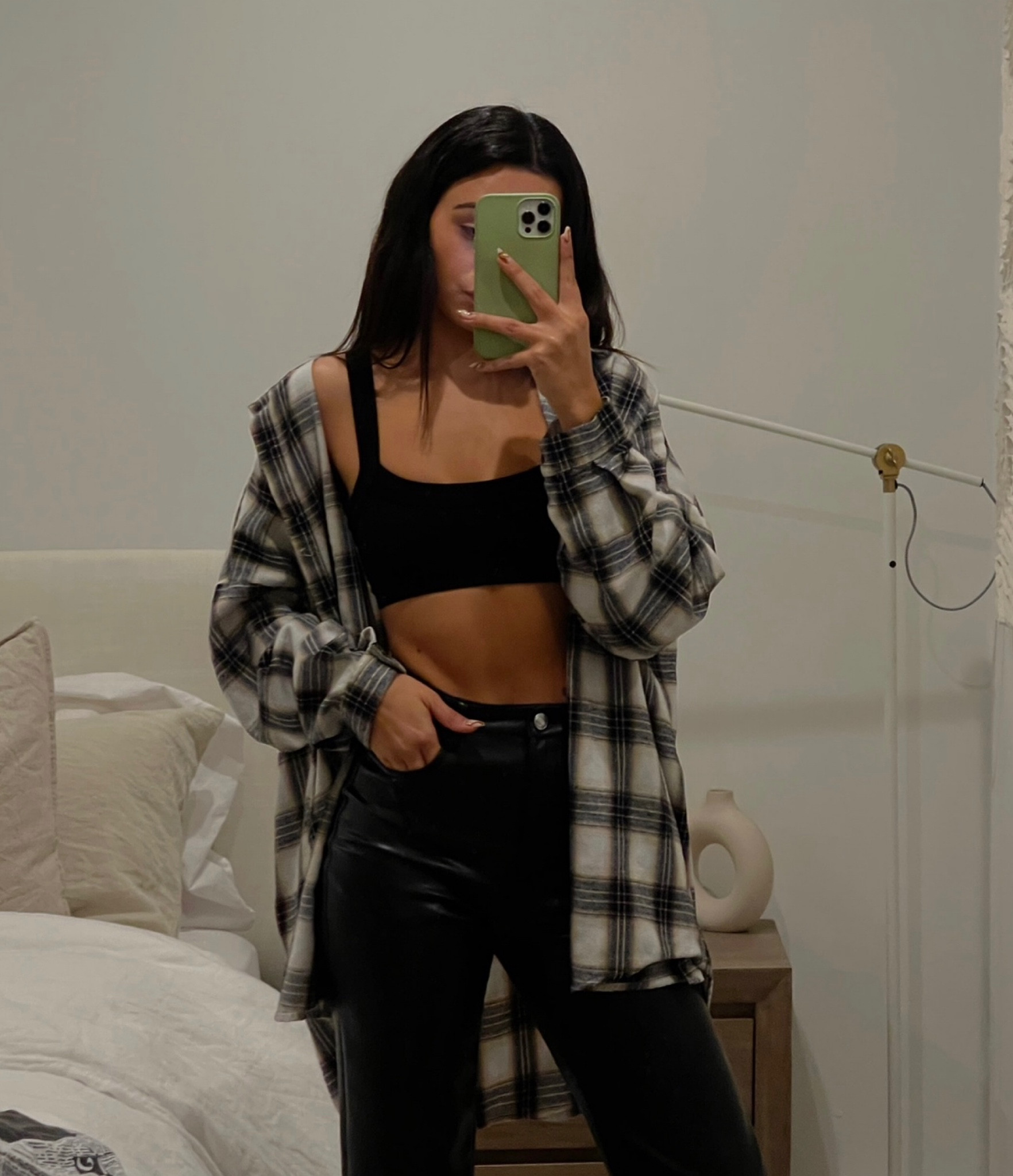 oversized flannel, black Alo bralette, abercombie faux leather pants #falloutfit #flannel

#LTKstyletip #LTKfindsunder50 #LTKSeasonal