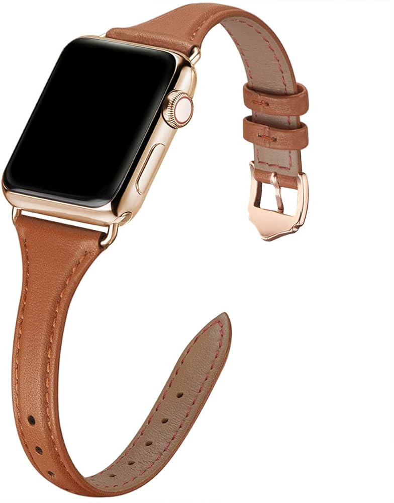 WFEAGL Leather Bands Compatible with Apple Watch Band 38mm 40mm 41mm 42mm 44mm 45mm 46mm 49mm Wom... | Amazon (US)
