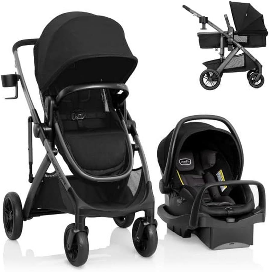 Evenflo Pivot Suite Travel System with LiteMax Infant Car Seat with Anti-Rebound Bar Dunloe Black | Amazon (US)