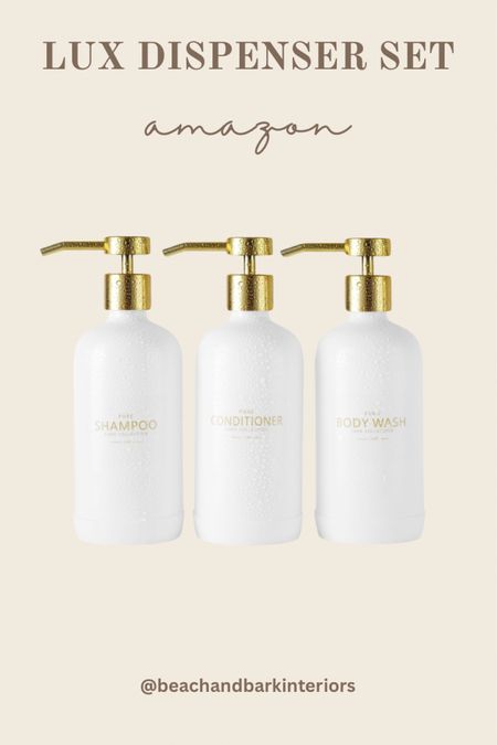 Lux shampoo, conditioner and body wash dispenser set! 
Perfect for your primary or guest bathroom. 
Soap dispenser, washroom decor, bathroom soap. 
#ad #ada #bathroom #shampoo #conditioner #bodywash #lux #dispenser

#LTKbeauty #LTKhome #LTKGiftGuide