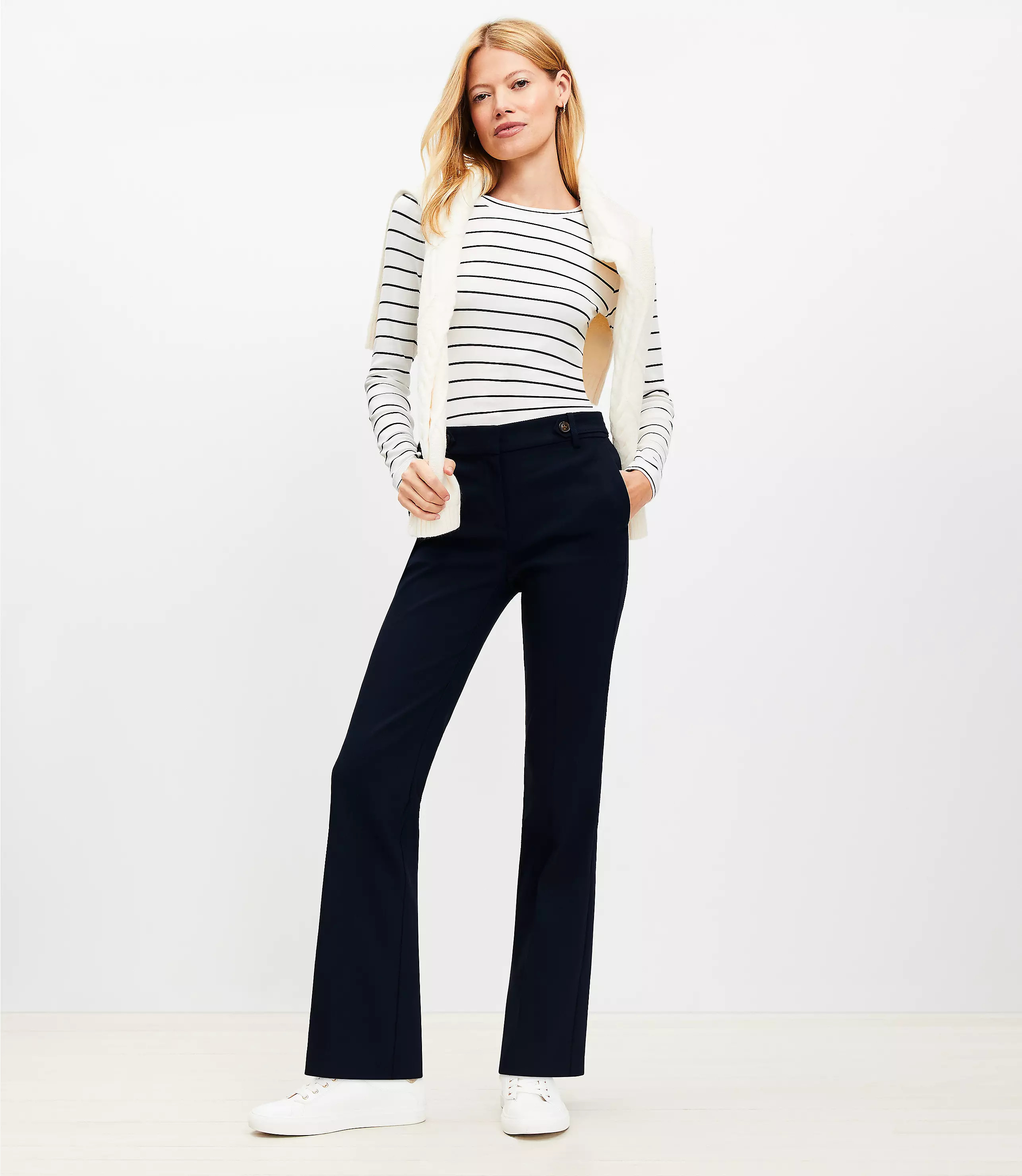 Tab Waist Sutton Boot Cut Pants | LOFT