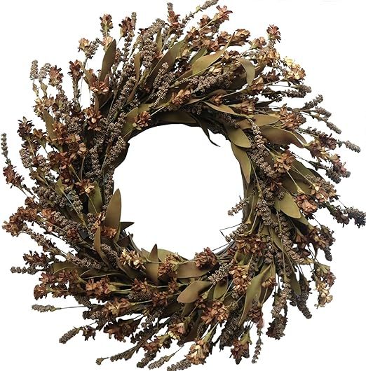 TEMPUS 20" Artificial Fall Coffee-Colored Flower String Wreath Fall Mustard Harvest Wreath Fall L... | Amazon (US)