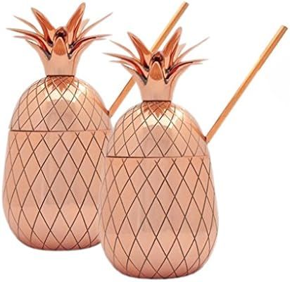 BonBon Copper Pineapple Cup 2-Pack Tumbler With Copper Straw, 17 OZ (Set of 2) | Amazon (US)