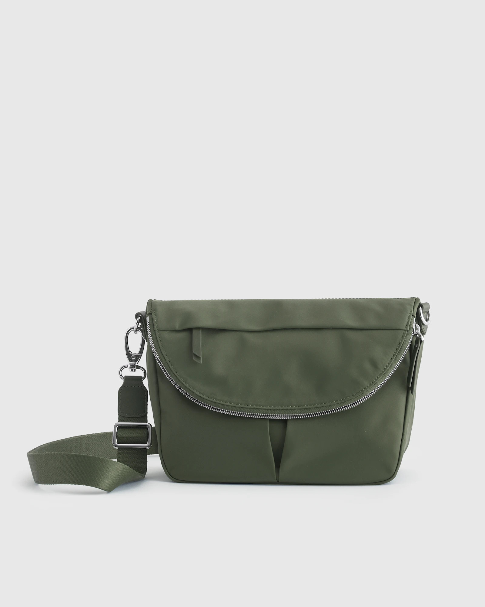 Revive Nylon Foldover Crossbody in Olive | Quince