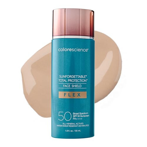 Colorescience FLEX Tinted Mineral Sunscreen SPF 50, Tone-Adapting Buildable Coverage with Zinc Oxide, Environmental Defense Against Blue Light & Pollution, For All Skin Tones, 1.8 fl. oz., Light | Amazon (US)