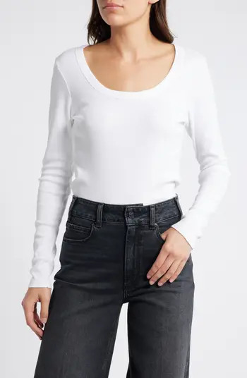 Scoop Neck Long Sleeve Cotton & Modal T-Shirt | Nordstrom