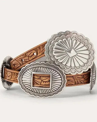 Last Rodeo Western Wear & Hat Bar Stetson Women’s Southwestern Tooled Concho Leather Belt – Brown - Stetson Women’s Southwestern Tooled Concho Leather Belt – Brown | Shop.com