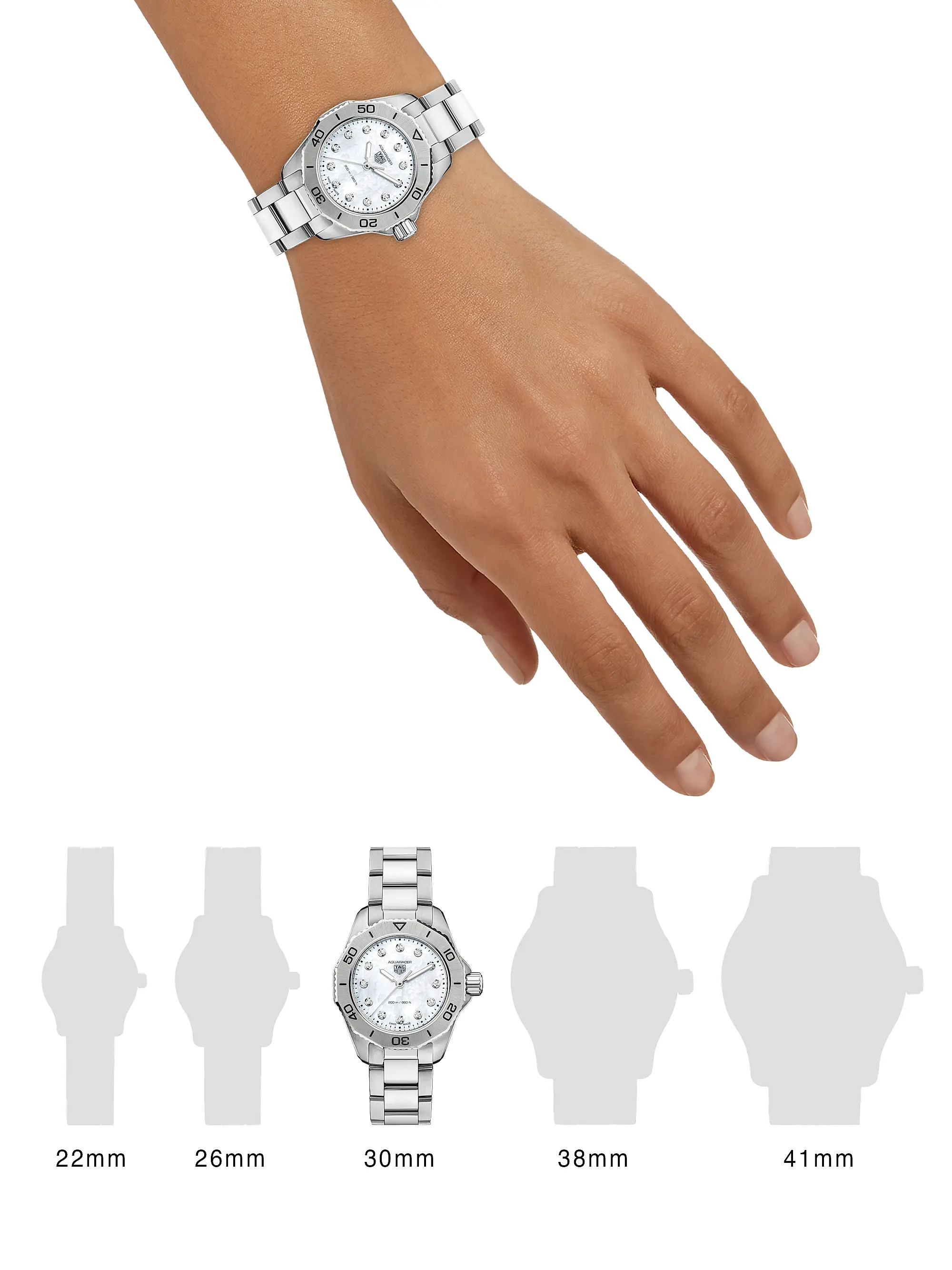 Aquaracer Stainless Steel, White Mother-Of-Pearl & Diamond Watch | Saks Fifth Avenue