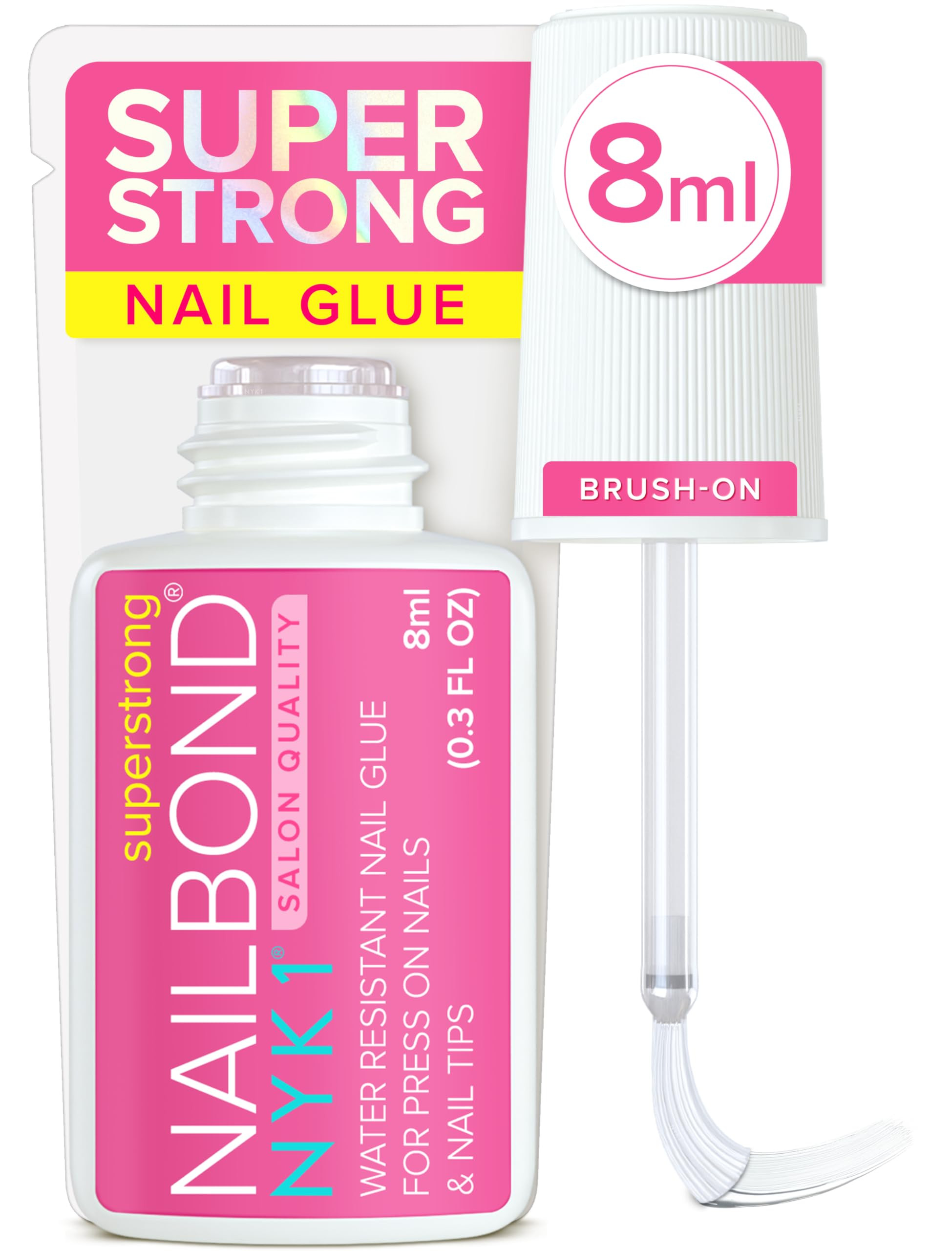 Super Strong Nail Glue for Press On Nails, Nail Tips & Acrylic Fake Nails (8ml) NYK1 NailBond Bru... | Amazon (US)