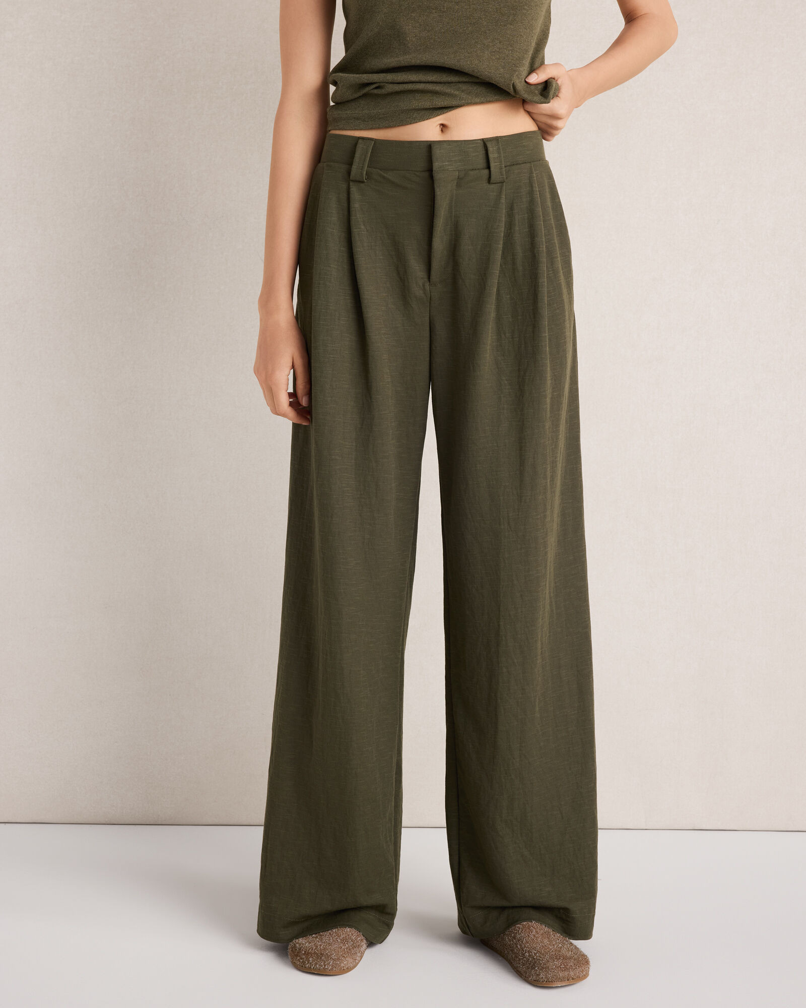 Double Knit Pleated Wide Leg Trousers | Haven Well Within