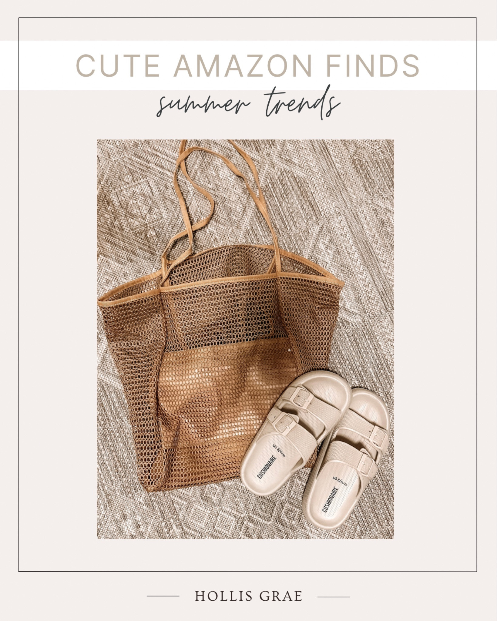 Loving these cushioned slide on sandals and mesh beach tote. Pair it with a cute romper and you have yourself a trendy summer outfit–don’t forget your Stanley tumbler!

#LTKshoecrush #LTKunder50 #LTKSeasonal
