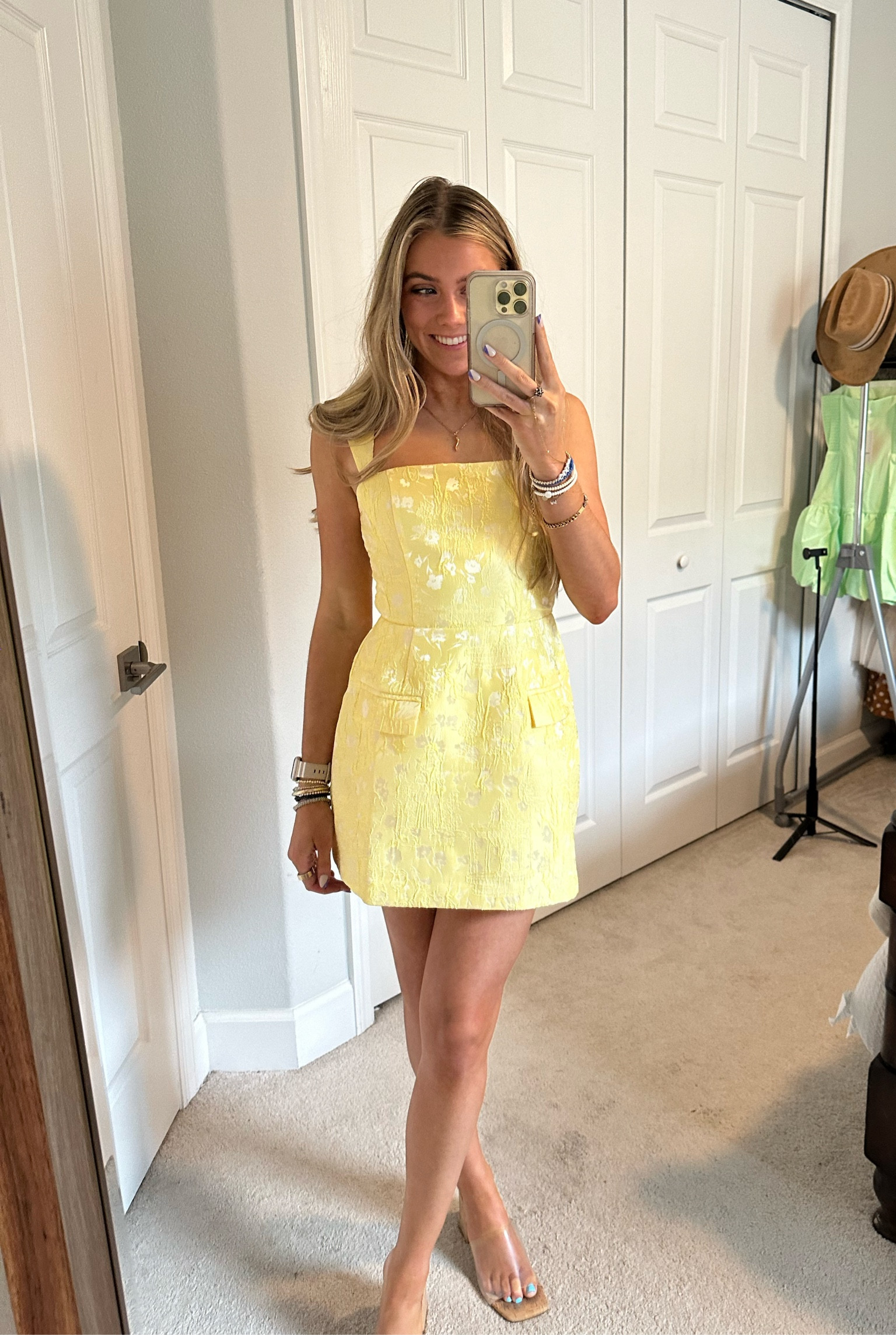 knee length dresses for ladies Amanda Uprichard Baylee Sleeveless Fit and Flare Mini Dress with Shorts  Underneath