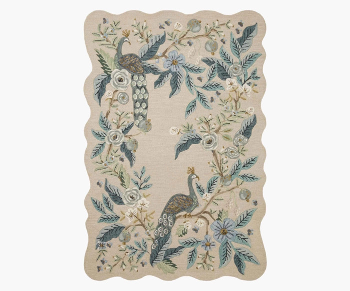 Peacock Wool-Hooked Rug | Rifle Paper Co.