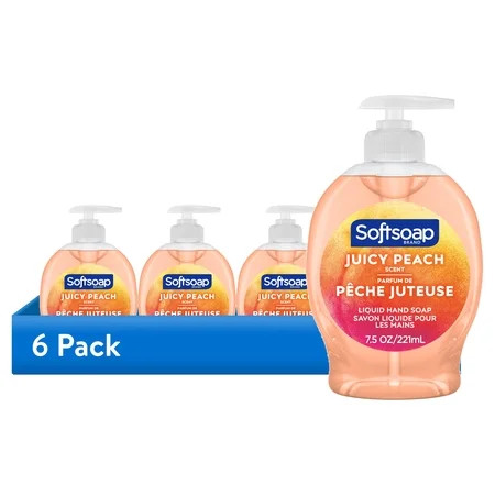 (6 pack) Softsoap Liquid Hand Soap, Kitchen and Bathroom Hand Soap, Juicy Peach, 7.5 Fluid Ounce Bottle | Walmart (US)