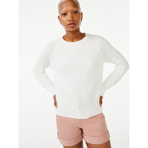 Free Assembly Women's Raglan Novelty Stitch Sweater - Walmart.com | Walmart (US)