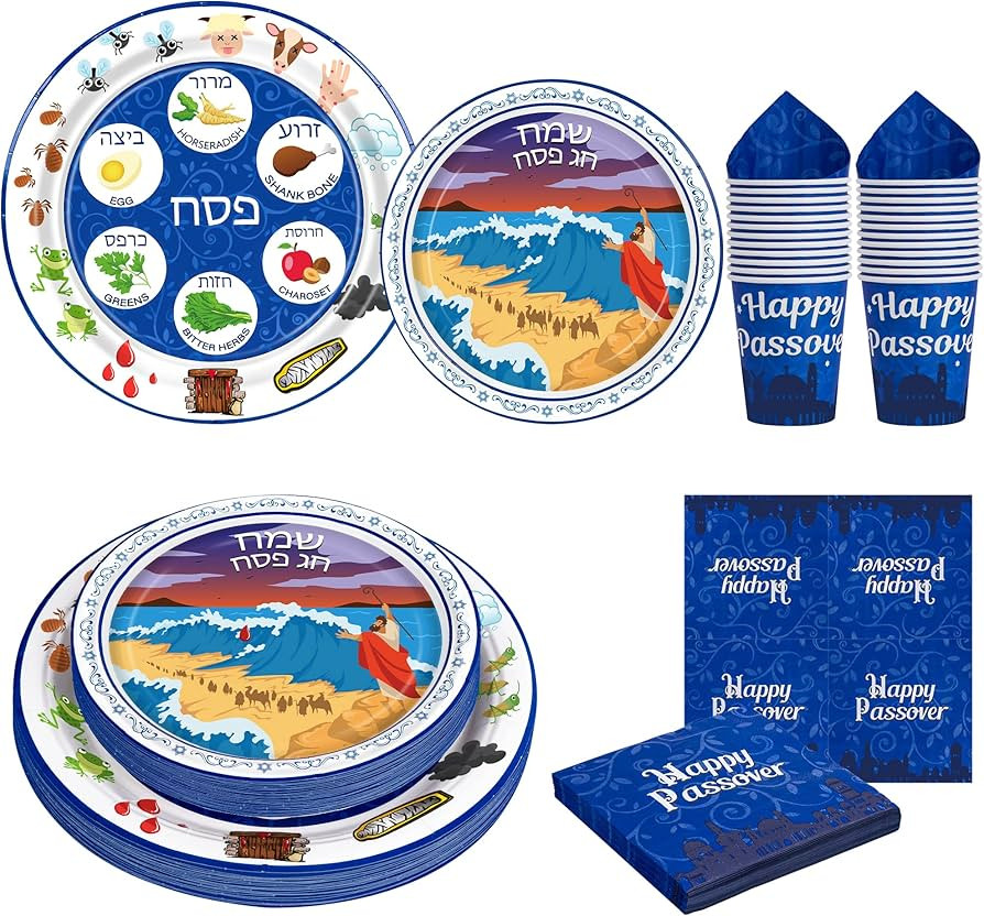 96 PCS Passover Seder Plate, Serve 24 Guests Paper Seder Plates for Passover, Sturdy Passover Pla... | Amazon (US)
