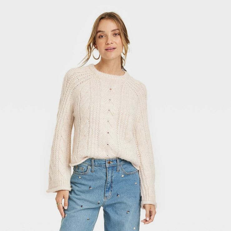 Women's Cable Knit Crewneck Pullover Sweater - Universal Thread™ | Target