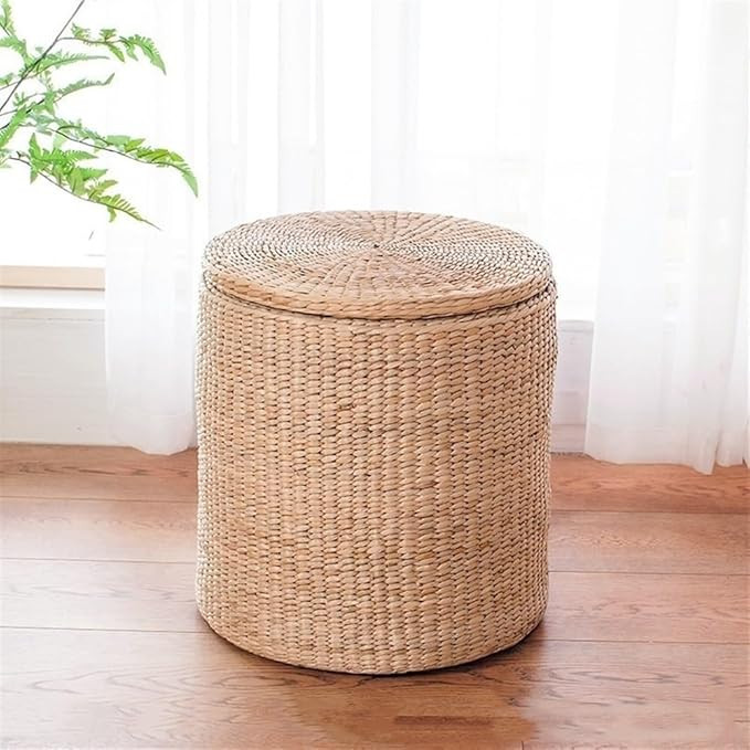 Pastoral Rattan Storage Ottoman, Woven Round Storage Stool, Hand Made Farmhouse Ottoman, for Home... | Amazon (US)