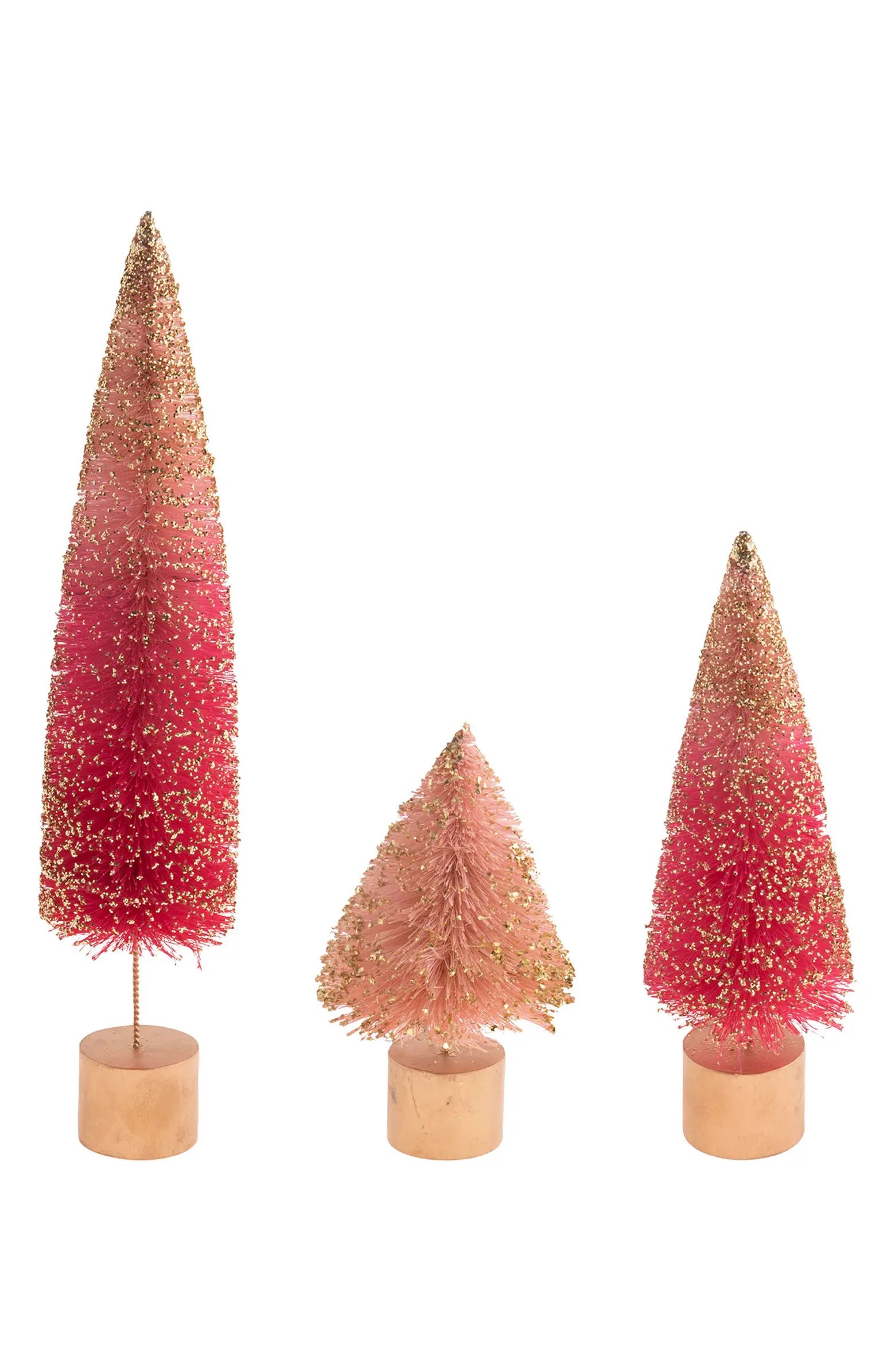 KARMA GIFTS Bottle Brush Christmas Trees - Pink - Set of 3 | Nordstromrack | Nordstrom Rack