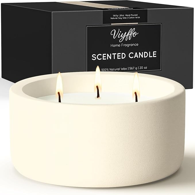 Viyffo Christmas Candles – Vanilla & Cinnamon, 3 Wick 20oz Large Scented Candle, Non Toxic Soy ... | Amazon (US)