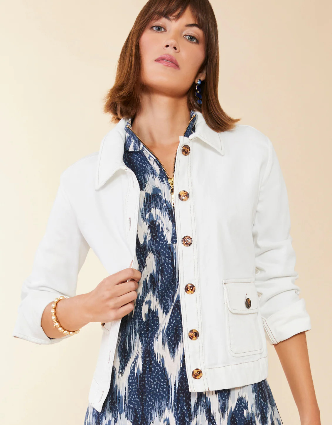 Adler Denim Jacket Pearl White | Spartina 449