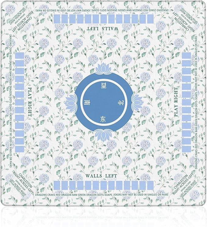 Blue Hydrangea Floral Mahjong Mat 31.5 x 31.5 in, Grandmillennial Cottagecore Blue Flower Anti Sl... | Amazon (US)