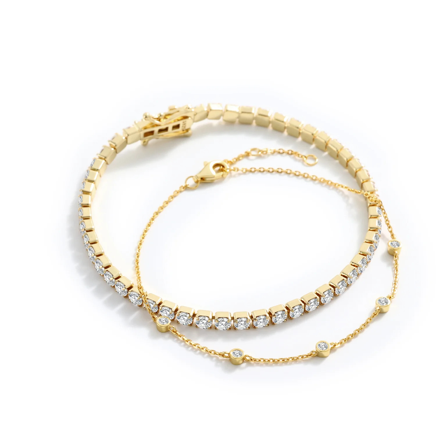 Bezel Set Bracelet and Tennis Bracelet Bundle | Mint & Lily