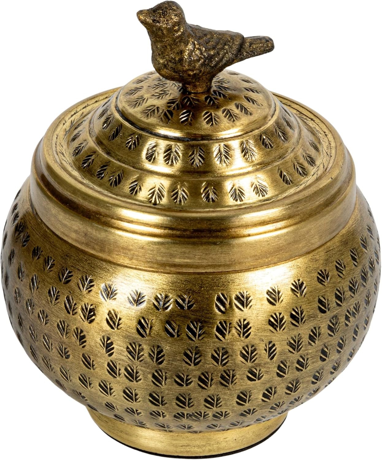Creative Co-Op Hammered Aluminum Sphere Lid and Bird, Antique Brass Finish Container | Amazon (US)