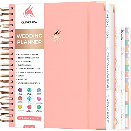 Clever Fox Wedding Planner – Wedding Book & Organizer for the Bride – Wedding Planning Binder with Pockets, Tips & Checklists – Wedding Notebook – Engagements Gift – 10″ x 11″ (Light Pink) | Amazon (US)