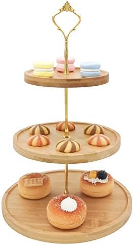 DIWNELEM 3 Tier Wooden Cupcake Stand Cake Stand Macaron Tower Wooden Serving Tray Dessert Tower P... | Amazon (US)