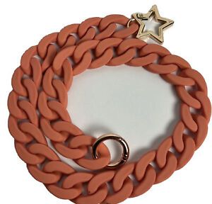 Acrylic smooth rubber coated chunky chain link strap, burnt orang, gold hardware  | eBay | eBay CA