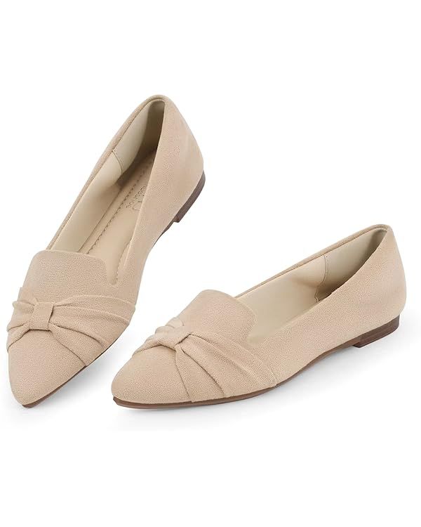 MUSSHOE Flat Shoes Women Comfortable Pointed Toe Slip on Women's Flats | Amazon (US)