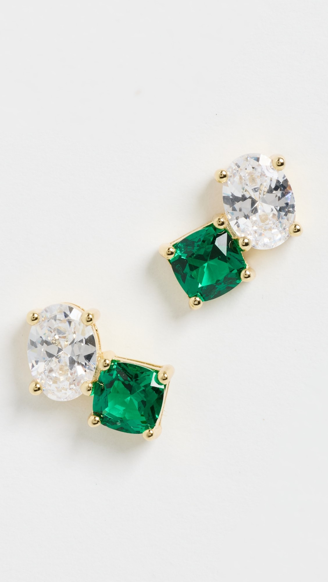 Colored CZ Pear x Emerald Stud Earrings | Shopbop
