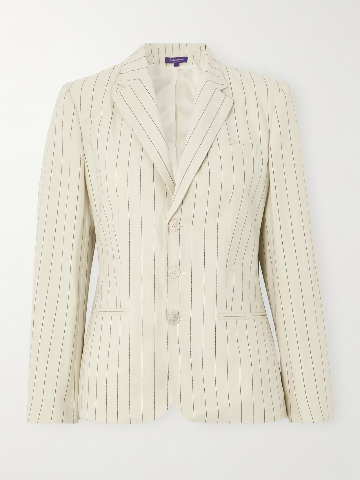 Ralph Lauren Collection - Skye Pinstriped Cotton And Linen-blend Blazer - Ivory | NET-A-PORTER (US)