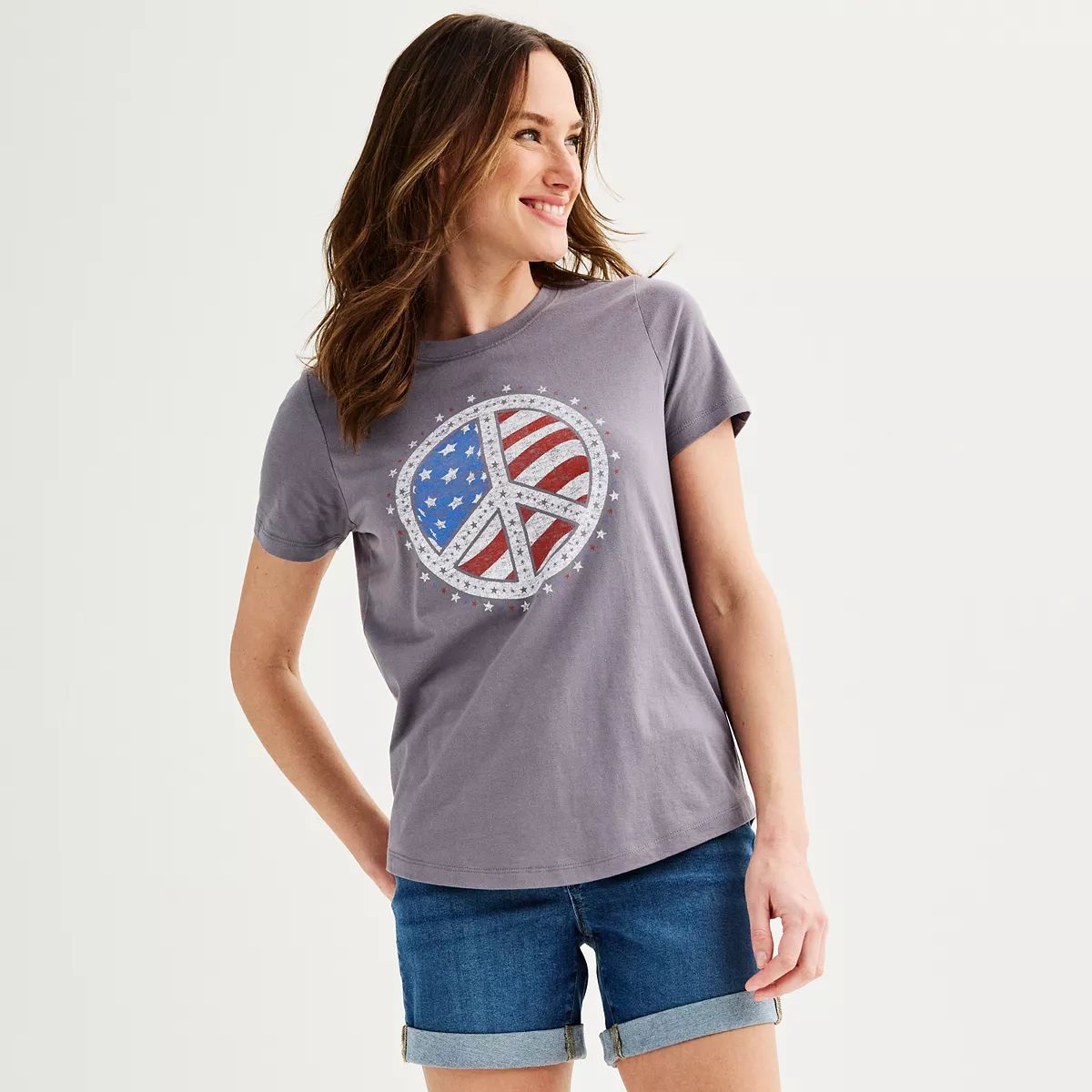 Women's American Flag Peace Symbol Graphic Tee | Kohl's