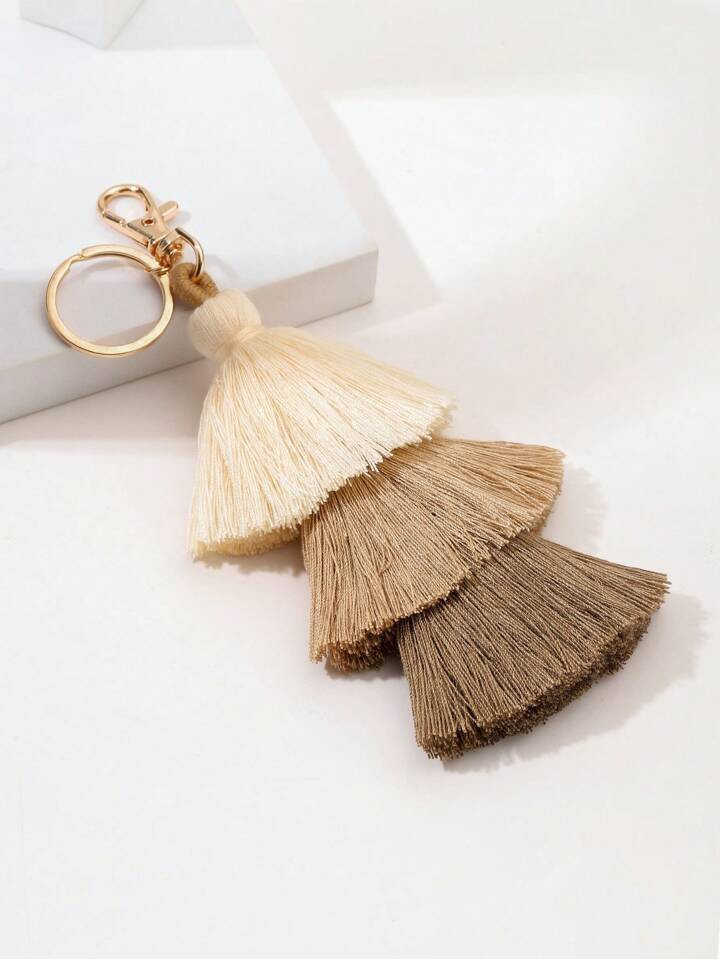 Boho 1pc Women's Bohemian Style Tassel Keychain, Gradient Keyring For Wallet, Backpack, Car Key, ... | SHEIN