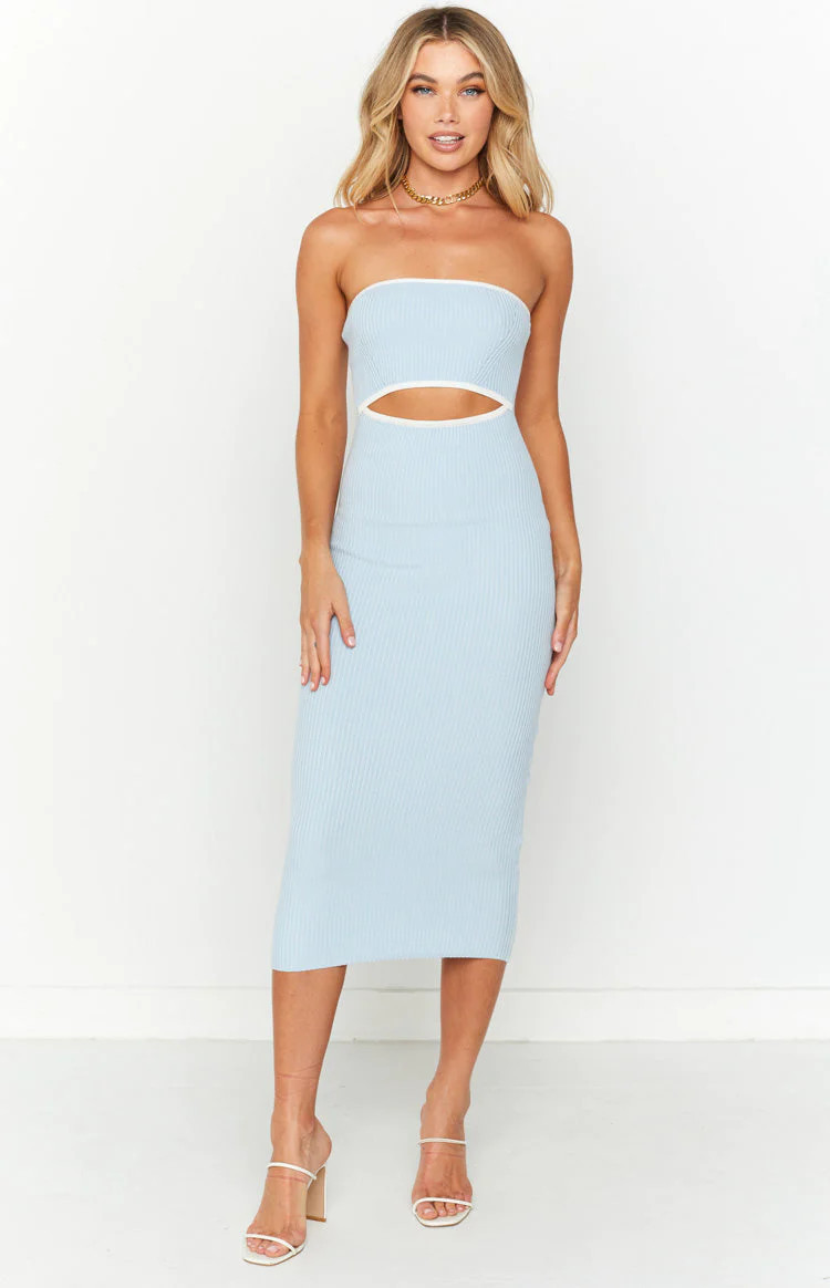 Isobel Blue Midi Dress | Beginning Boutique (US)
